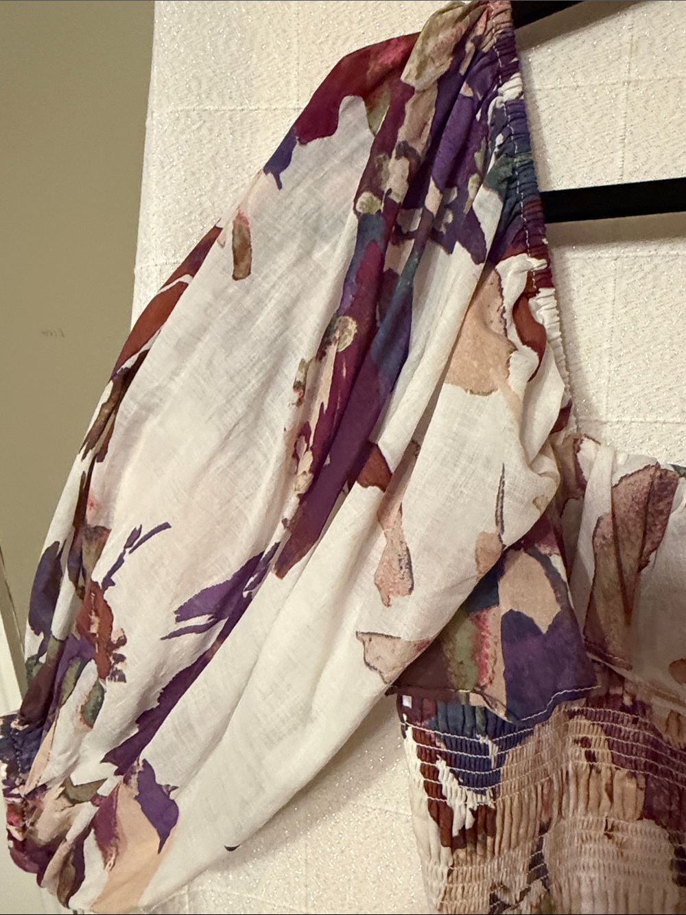 Fate Cream Midi Dress with Purple & Brown Floral Print - Picture 3 of 8